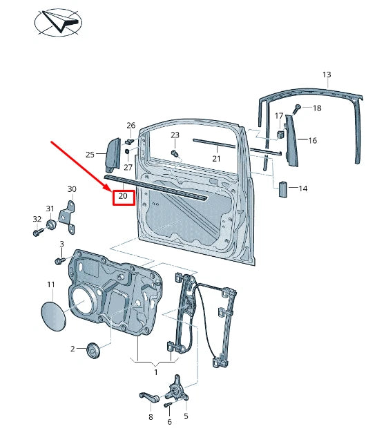 NEW VW CADDY IV SA MK6 FRONT RIGHT INNER WINDOW APERTURE SEAL 2K0837472