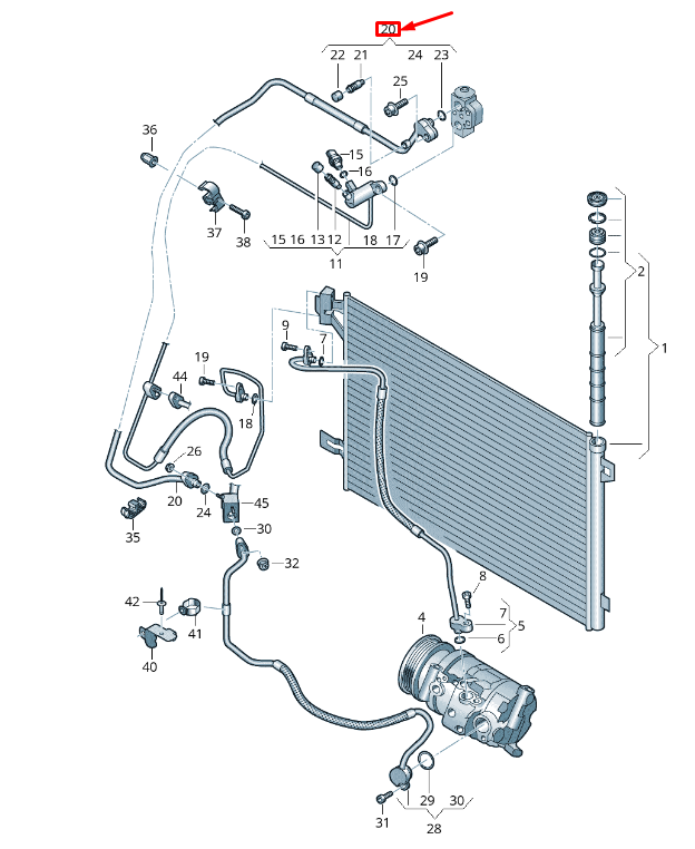 new vw transporter vi t6 refrigerant pipe lhd 7e1820743m original
