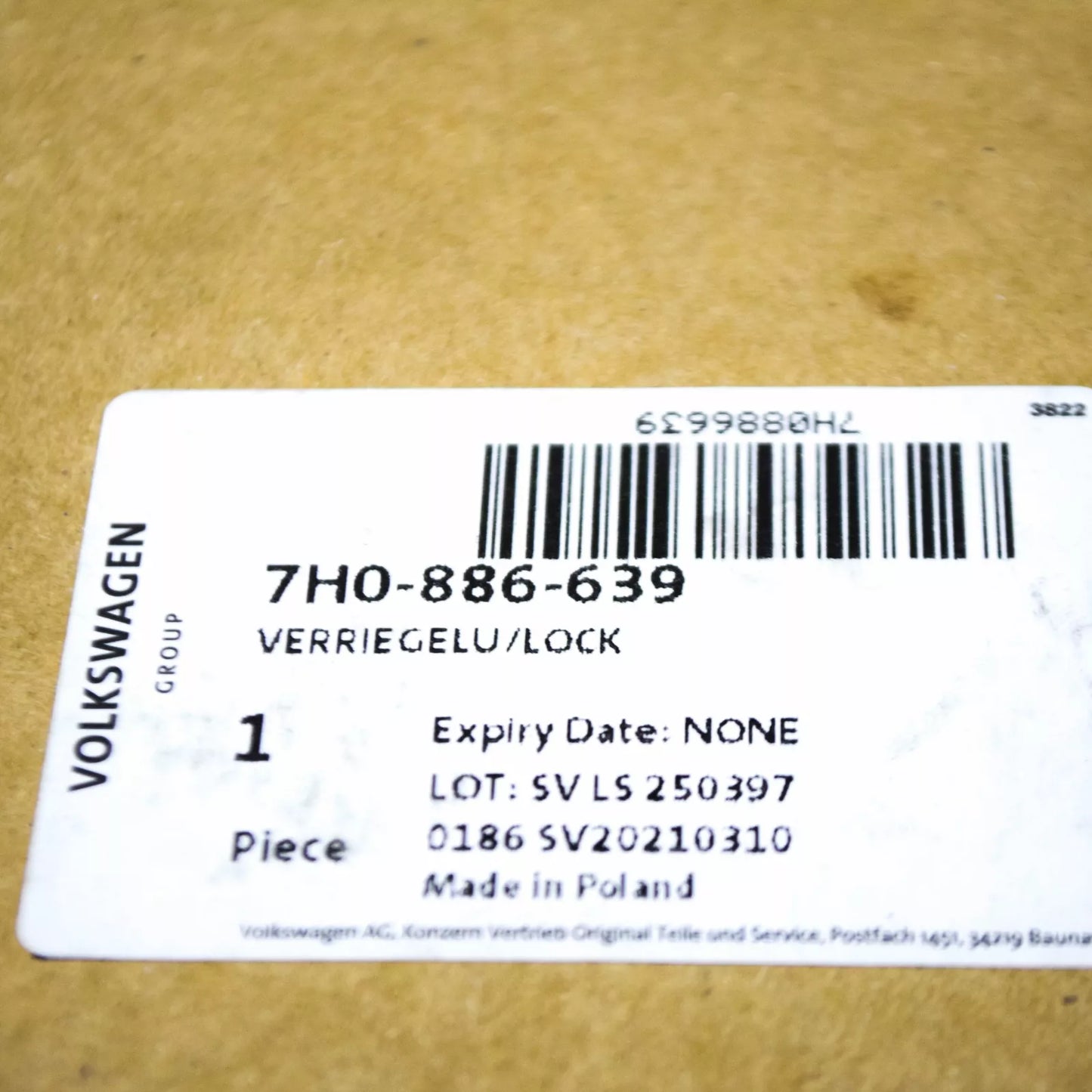 NEW VW TRANSPORTER T6 REAR SEAT BENCH BACKREST RELEASE LOCK MECHANISM 7H0886639