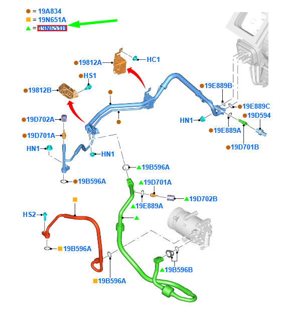 new ford kuga mk2 c520 ac hose pipe tube assy 1904066 dv41-19n602-ec original
