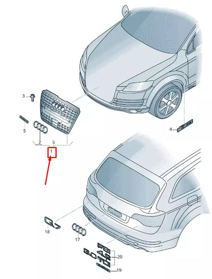 NEW AUDI Q5 8R RADIATOR GRILLE 8R0853651AB T94 8R0853651ABT94 ORIGINAL