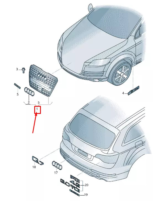 NEW AUDI Q5 8R RADIATOR GRILLE 8R0853651AB T94 8R0853651ABT94 ORIGINAL