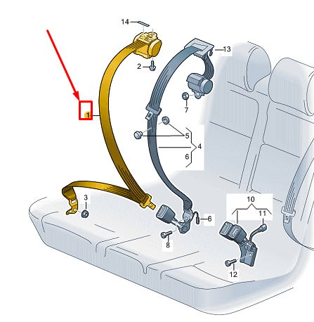 new audi q4 e-tron rear left seatbelt 11a857805graa original
