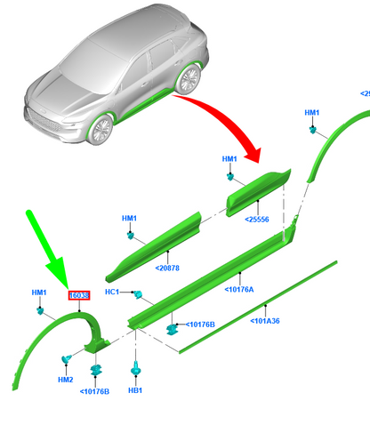 new ford kuga cx482 mk3 front right wheel arch moulding 2451232 original