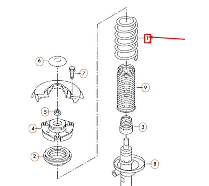 NEW AUDI A3 8P FRONT COIL SPRING 1K0411105DC ORIGINAL