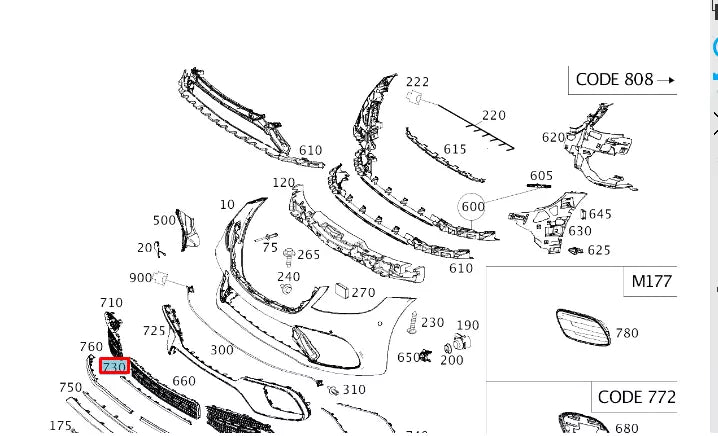 NEW MERCEDES-BENZ S W222 FRONT BUMPER CENTER MOLDING A2228851001 ORIGINAL