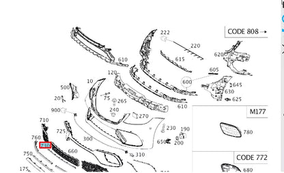 NEW MERCEDES-BENZ S W222 FRONT BUMPER CENTER MOLDING A2228851001 ORIGINAL