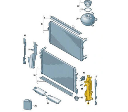 NEW VOLKSWAGEN PASSAT B8 3G LEFT RADIATOR AIR DEFLECTOR 3G0121283C ORIGINAL