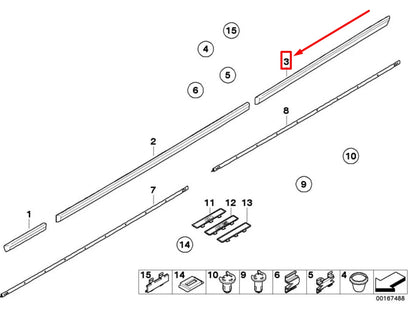 NEW BMW 5 E39 REAR LEFT DOOR MOULDING 51138159297 8159297 ORIGINAL