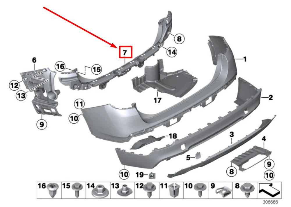 NEW BMW X1 E84 REAR BUMPER MIDDLE BRACKET MOUNT 2990161 51122990161 ORIGINAL