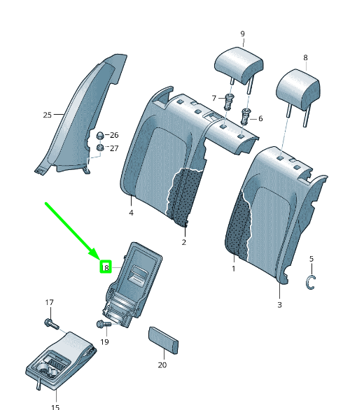 new volkswagen passat b8 3g rear armrest bracket 3g5885961nx1 original