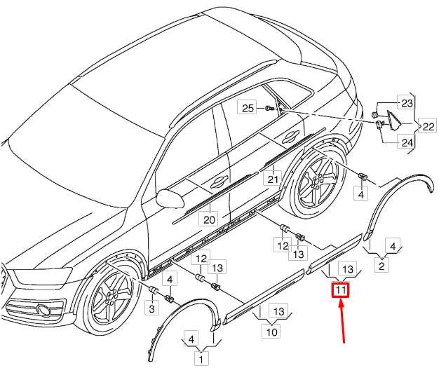 NEW AUDI Q3 8U REAR RIGHT LOWER DOOR MOLDING TRIM 8U0853970L4U8
