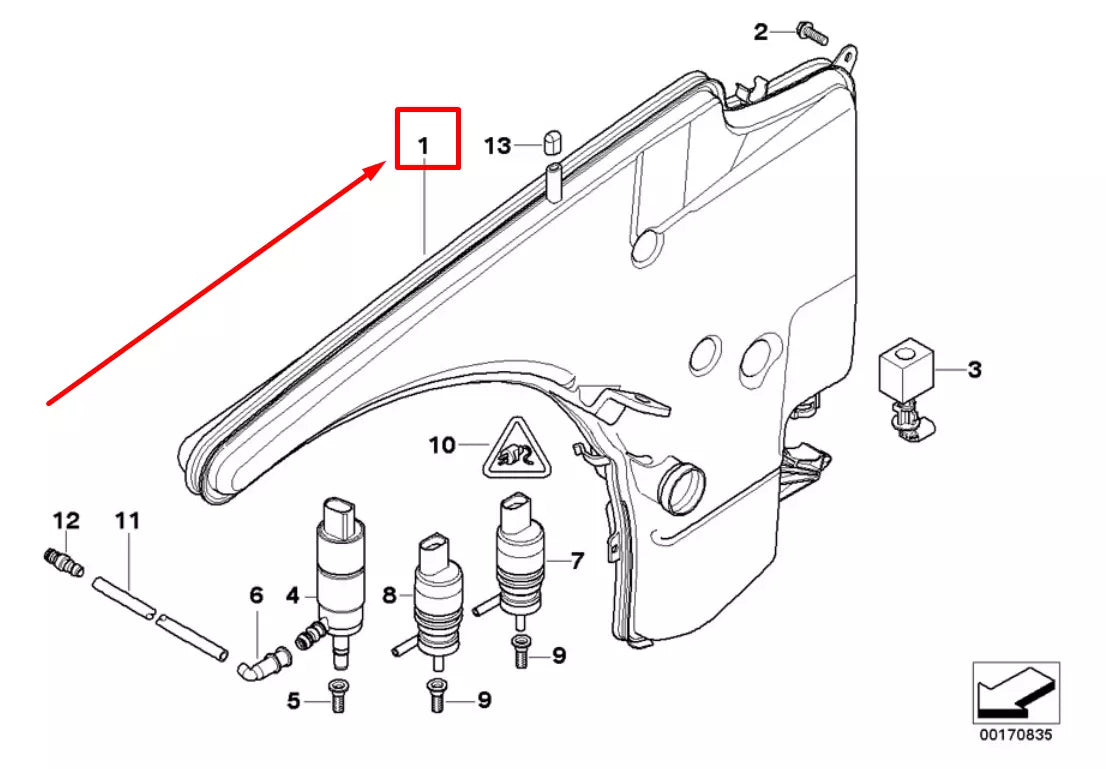 NEW BMW 1 E82 WINDSHIELD WASHER FLUID RESERVOIR 61677238668 7238668 ORIGINAL