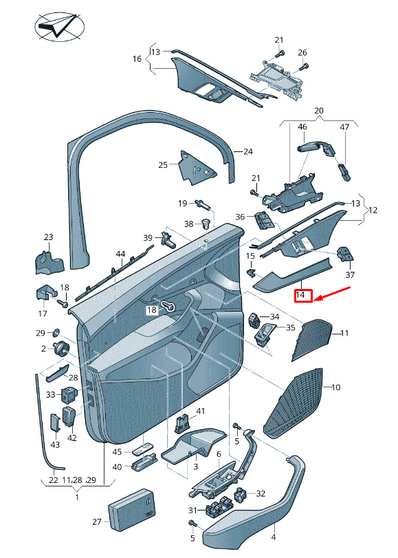 NEW AUDI A4 AVANT B9 FRONT LEFT DOOR TRIM INSERT 8W0867409NP5 ORIGINAL