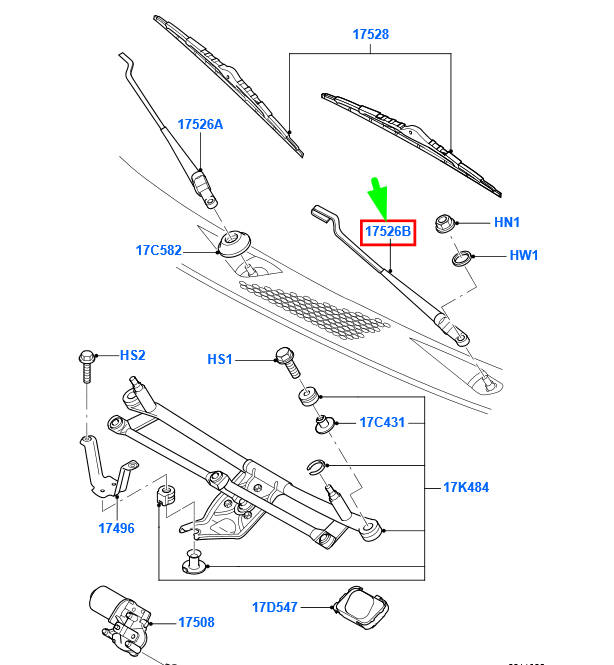 new ford transit mk3 front wiper right blade rhd 4041915 yc15-17526-aa original