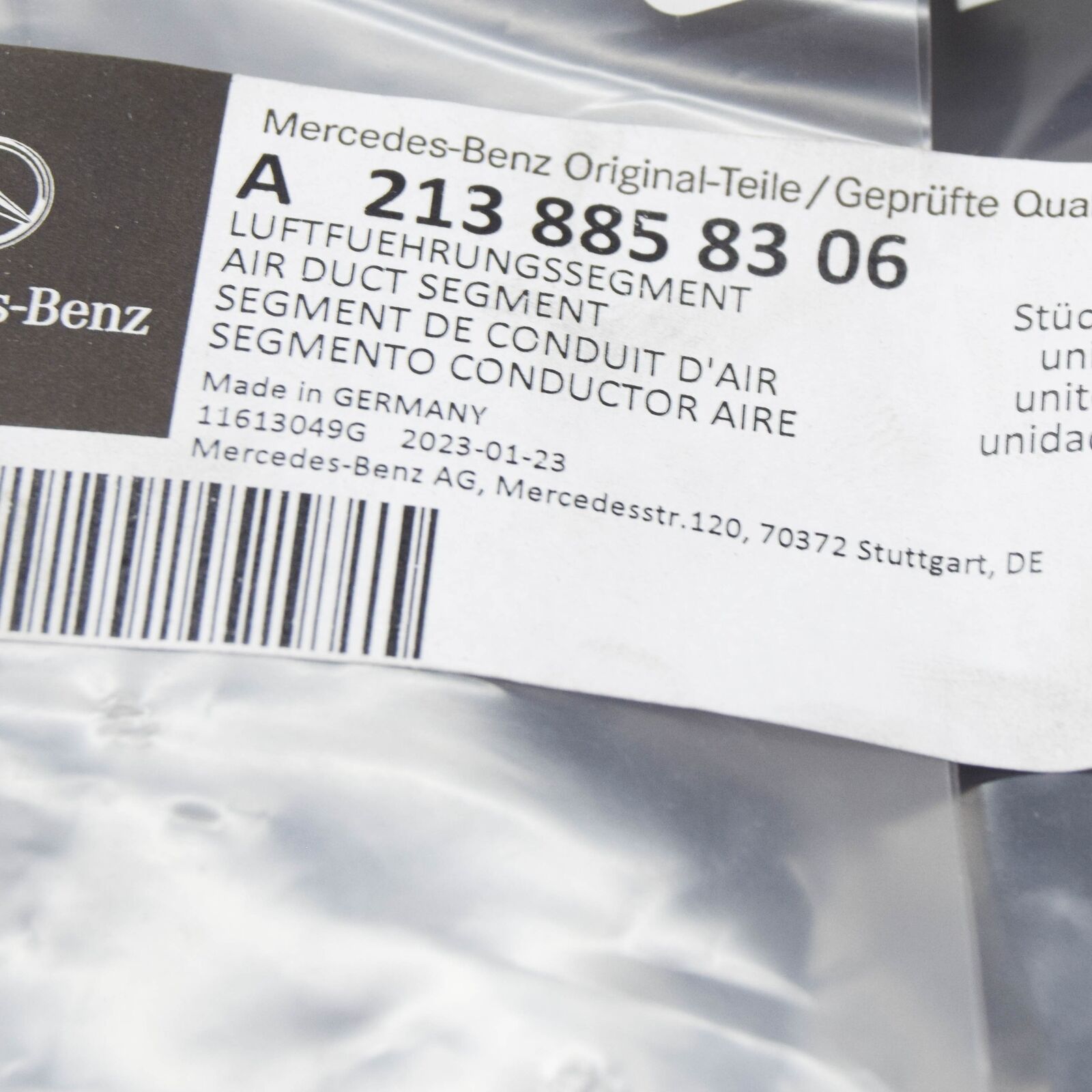 NEW MB E C238 FRONT BUMPER LEFT INNER AIR DUCT SEGMENT A2138858306 ORIGINAL