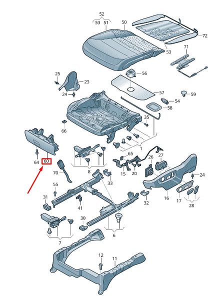NEW VW TOUAREG 7P MK2 FRONT LEFT SEAT STOWAGE BOX 8K0882601DNX1