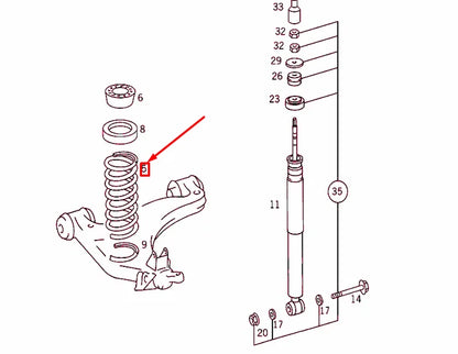 NEW MERCEDEES-BENZ C W202 FRONT COIL SPRING A2103211404 ORIGINAL