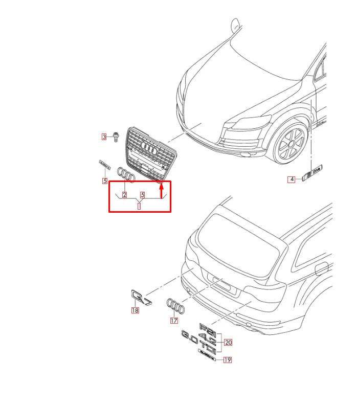 NEW AUDI Q7 4L FRONT BUMPER RADIATOR GRILLE 4L0853651HT94 2015 ORIGINAL