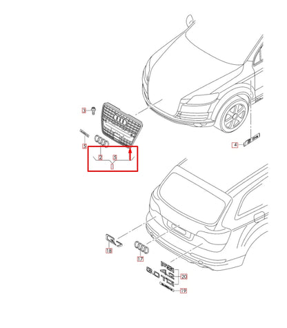 NEW AUDI Q7 4L FRONT BUMPER RADIATOR GRILLE 4L0853651HT94 2015 ORIGINAL