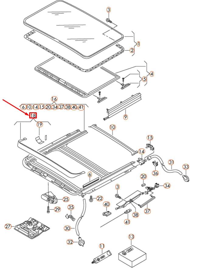 NEW VOLKSWAGEN PASSAT B8 SLIDING ROOF WIND DEFLECTOR 5618776519B9 ORIGINAL
