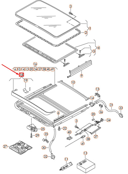 NEW VOLKSWAGEN PASSAT B8 SLIDING ROOF WIND DEFLECTOR 5618776519B9 ORIGINAL