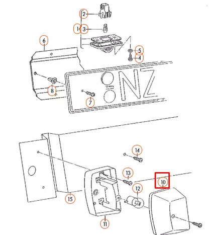 NEW VOLKSWAGEN TRANSPORTER T4 REAR LICENSE NUMBER PLATE LIGHT 283943111A