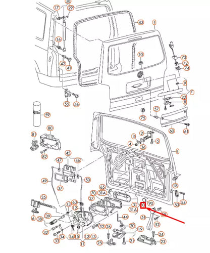 NEW VOLKSWAGEN TRANSPORTER T5 REAR LID PRIMED HANDLE 7H0827561AGRU