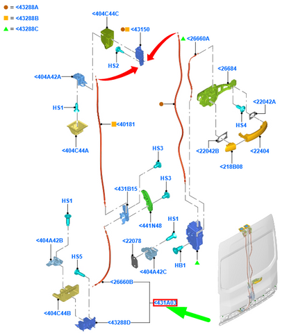 new ford transit mk4 rear back door handle latch bk31-v431a03-ah 2256255