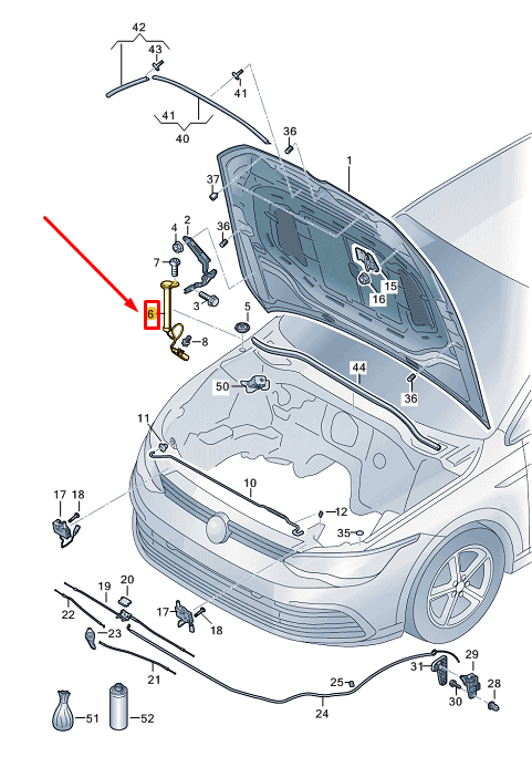 new vw golf cd mk8 bonnet pedestrian protection activator 5h0823823f original
