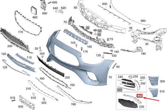 new mb e c238 front right lower grille trim molding a2138859403 original
