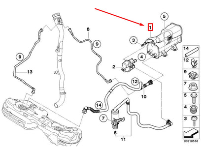NEW BMW 1 COUPE E82 VAPOR CANISTER FILTER 16137163596 7163596 ORIGINAL