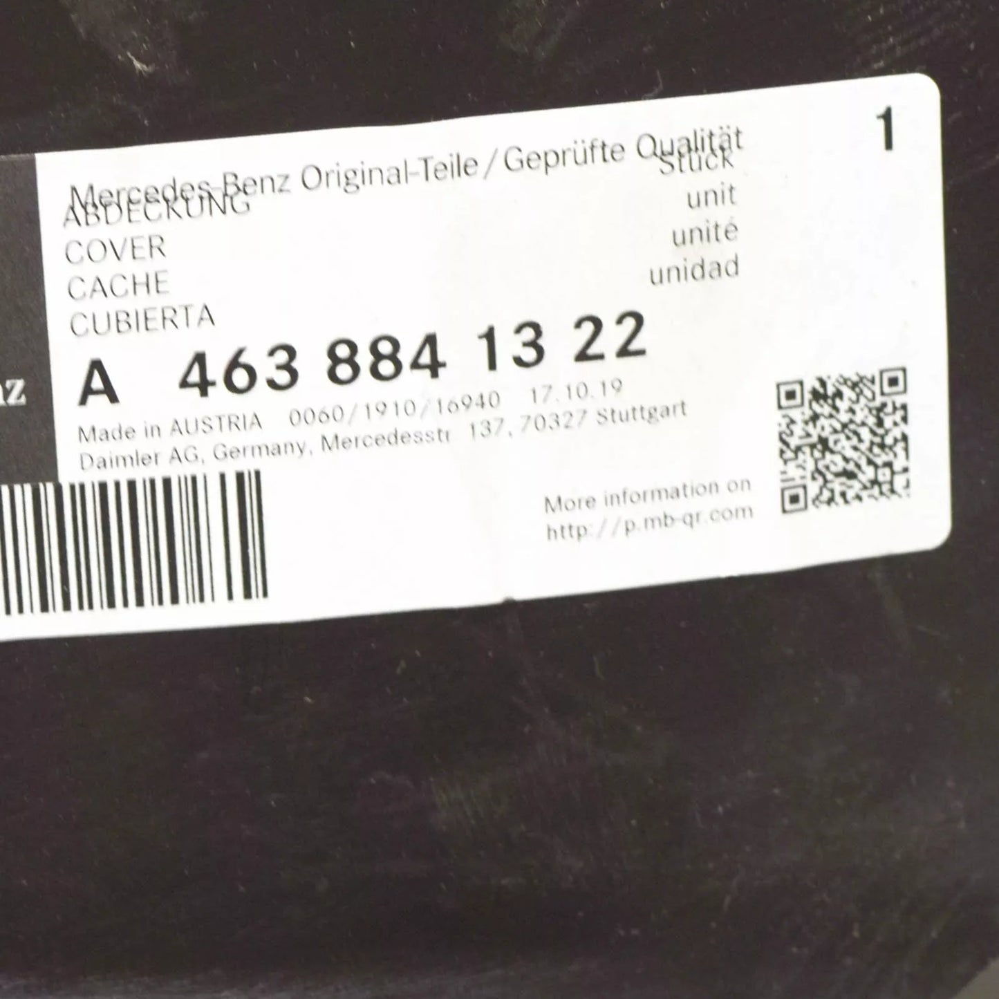 NEW MERCEDES-BENZ G W463 FRONT RIGHT FENDER LINER A4638841322