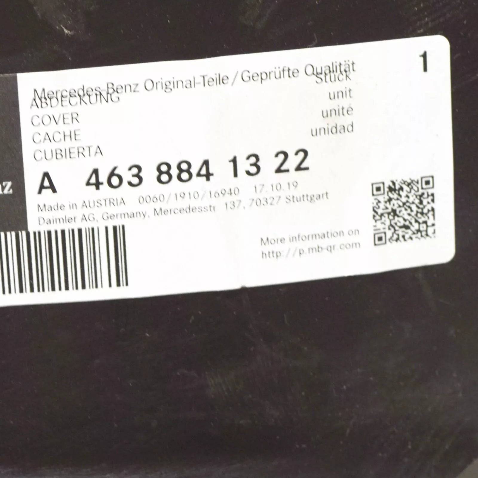 NEW MERCEDES-BENZ G W463 FRONT RIGHT FENDER LINER A4638841322