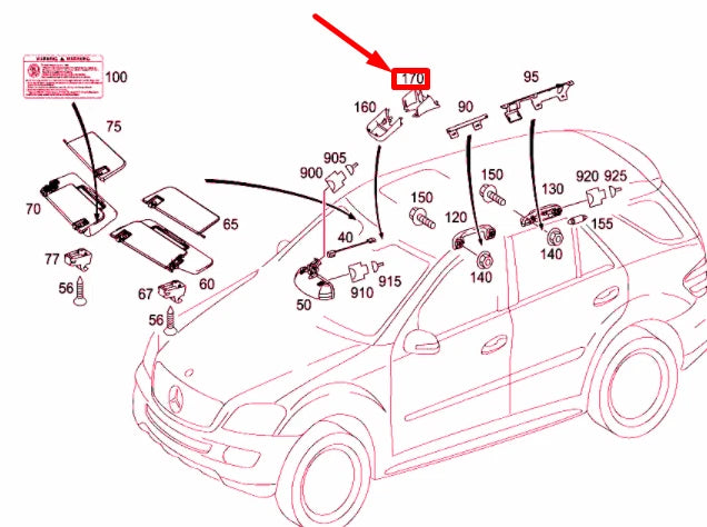 NEW MERCEDES-BENZ ML W164 INTERIOR MIRROR TRIM A16481103078K67 ORIGINAL