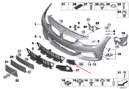new bmw 4 f32 front bumper m sport right grille trim 51118054550 2015 original