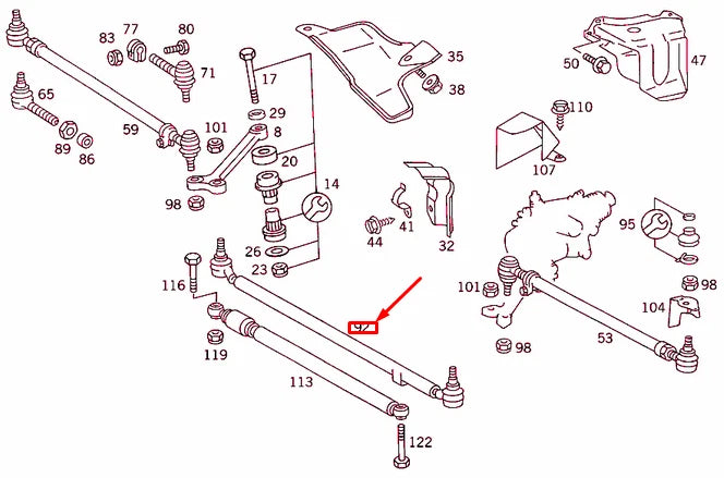 NEW MERCEDES-BENZ E W124 STEERING LINKAGE DRAG LINK LHD A1244600805 ORIGINAL