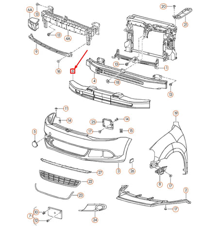 NEW VOLKSWAGEN JETTA A6 FRONT BUMPER FOAM FILLER PIECE 5C6807248D ORIGINAL