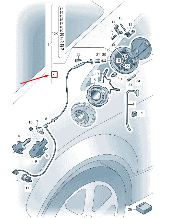 NEW AUDI TT 8J FUEL FILLER DOOR RELEASE CABLE 8J0809977C ORIGINAL