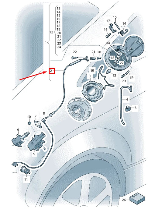 NEW AUDI TT 8J FUEL FILLER DOOR RELEASE CABLE 8J0809977C ORIGINAL