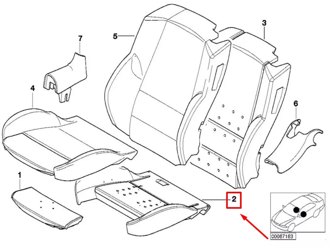 NEW BMW 3 CABRIO E46 FRONT LEFT SEAT BOTTOM FOAM 52108267393 8267393 ORIGINAL