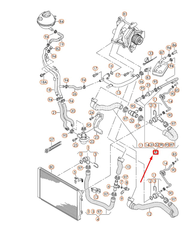 NEW VW TIGUAN MK1 COOLANT HOSE WITH QUICK RELEASE COUPLING 5N0122101AN ORIGINAL