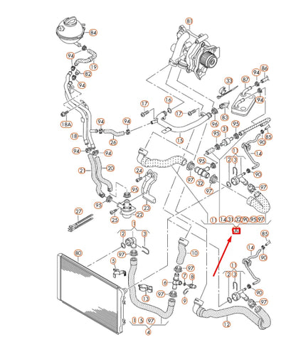 NEW VW TIGUAN MK1 COOLANT HOSE WITH QUICK RELEASE COUPLING 5N0122101AN ORIGINAL
