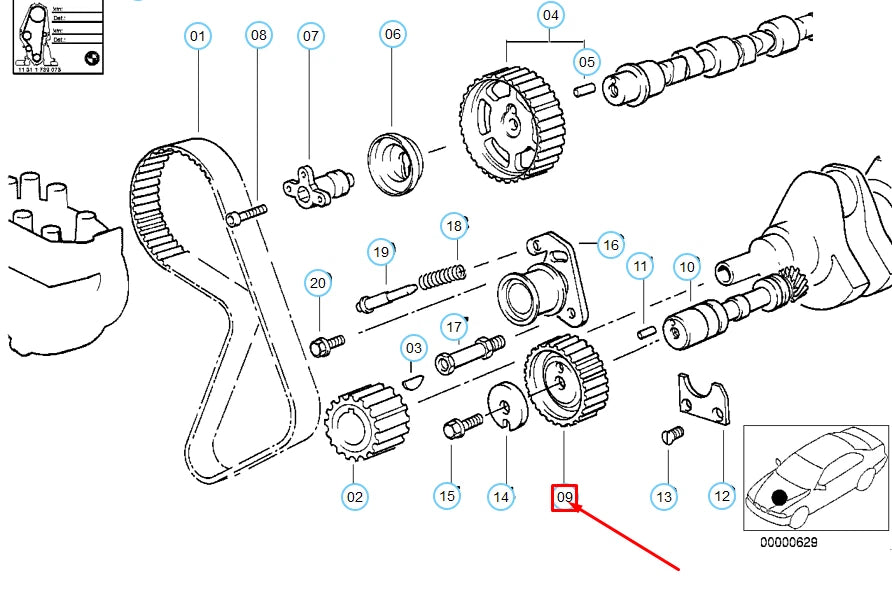 NEW BMW 5 E34 TOOTH BELT GEAR WHEEL 11311717398 1717398 ORIGINAL