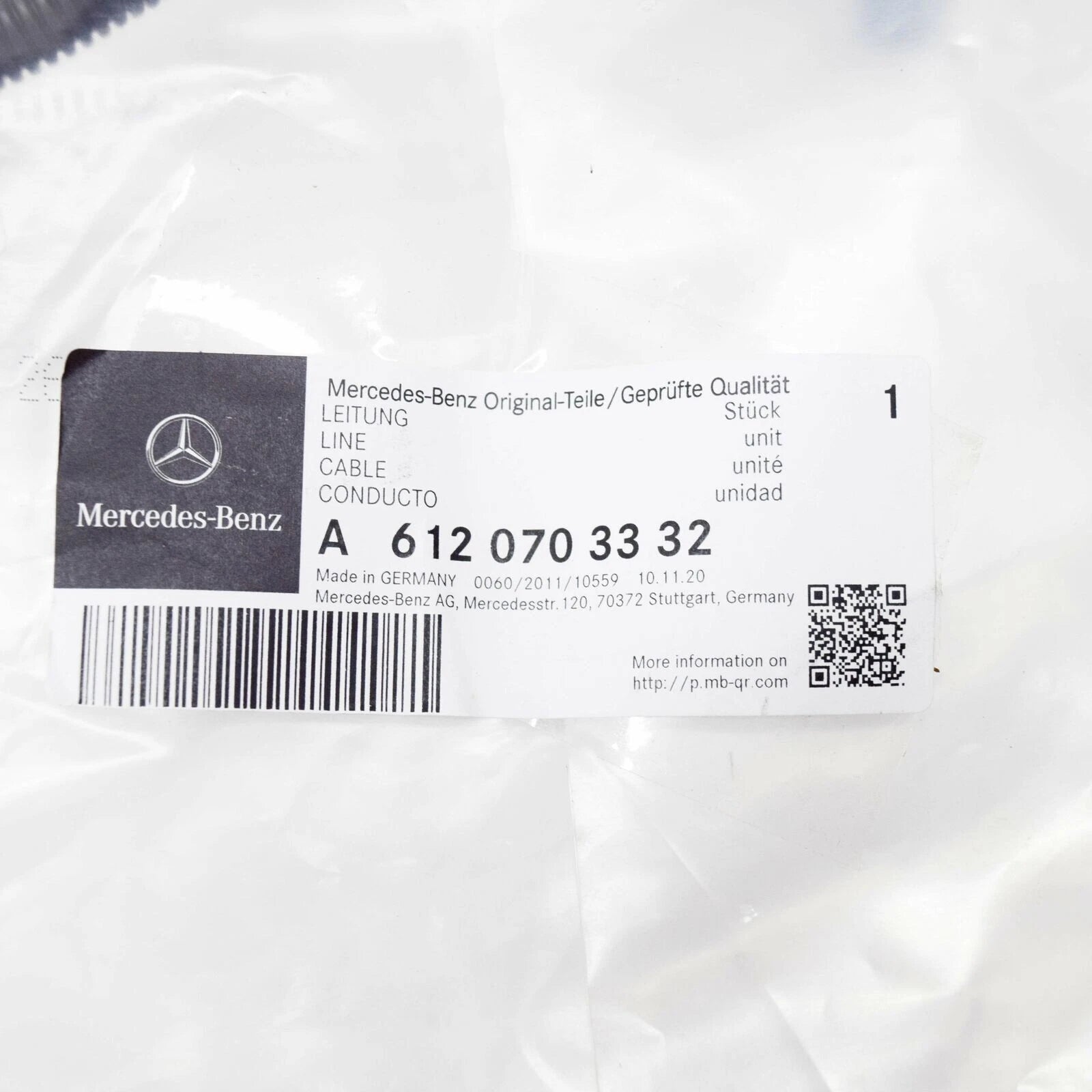 NEW MERCEDES-BENZ C-CLASS W203 FUEL PIPE A6120703332 2007 2.7 DIESEL ORIGINAL