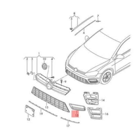 NEW VW GOLF MK7 FRONT BUMPER RIGHT LOWER GRILLE R-LINE 5G0853666G041