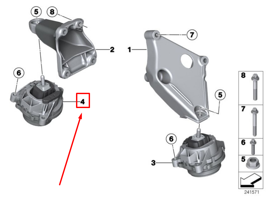 new bmw x3 f25 right engine mount 22116868490 6868490 original