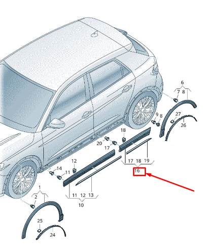 NEW AUDI Q3 F3 REAR LEFT DOOR COVER 83A853969AGRU
