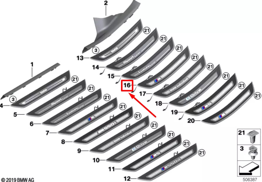 NEW BMW 5 G30 REAR RIGHT DOOR SILL TRIM 8064906 51478064906 ORIGINAL