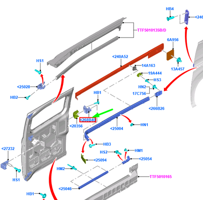 new ford tourneo custom sliding side load door left roller 1892579 original